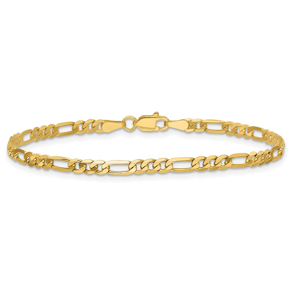 14K 3mm Flat Figaro with Lobster Clasp Bracelet