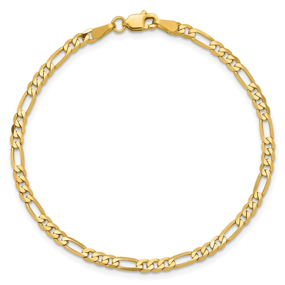 14K 3mm Flat Figaro with Lobster Clasp Bracelet