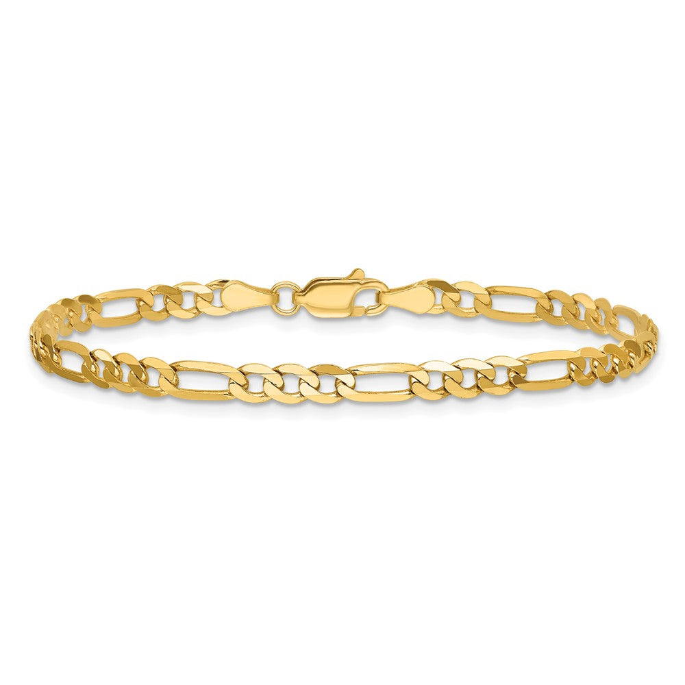 14K 4mm Flat Figaro with Lobster Clasp Bracelet