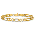 14K 5.25mm Flat Figaro with Lobster Clasp Bracelet