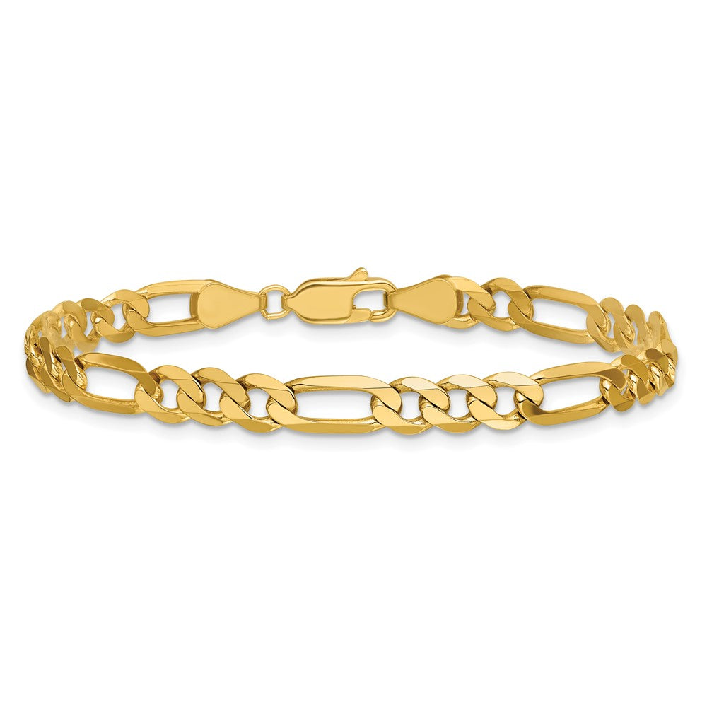 14K 5.25mm Flat Figaro with Lobster Clasp Bracelet
