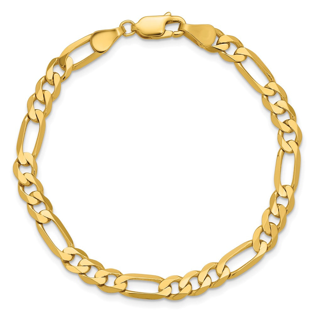 14K 5.25mm Flat Figaro with Lobster Clasp Bracelet