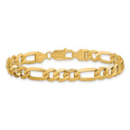 14K 7.5mm Flat Figaro with Lobster Clasp Bracelet