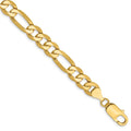 14K 7.5mm Flat Figaro with Lobster Clasp Bracelet