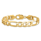 14K 10mm Flat Figaro with Lobster Clasp Bracelet