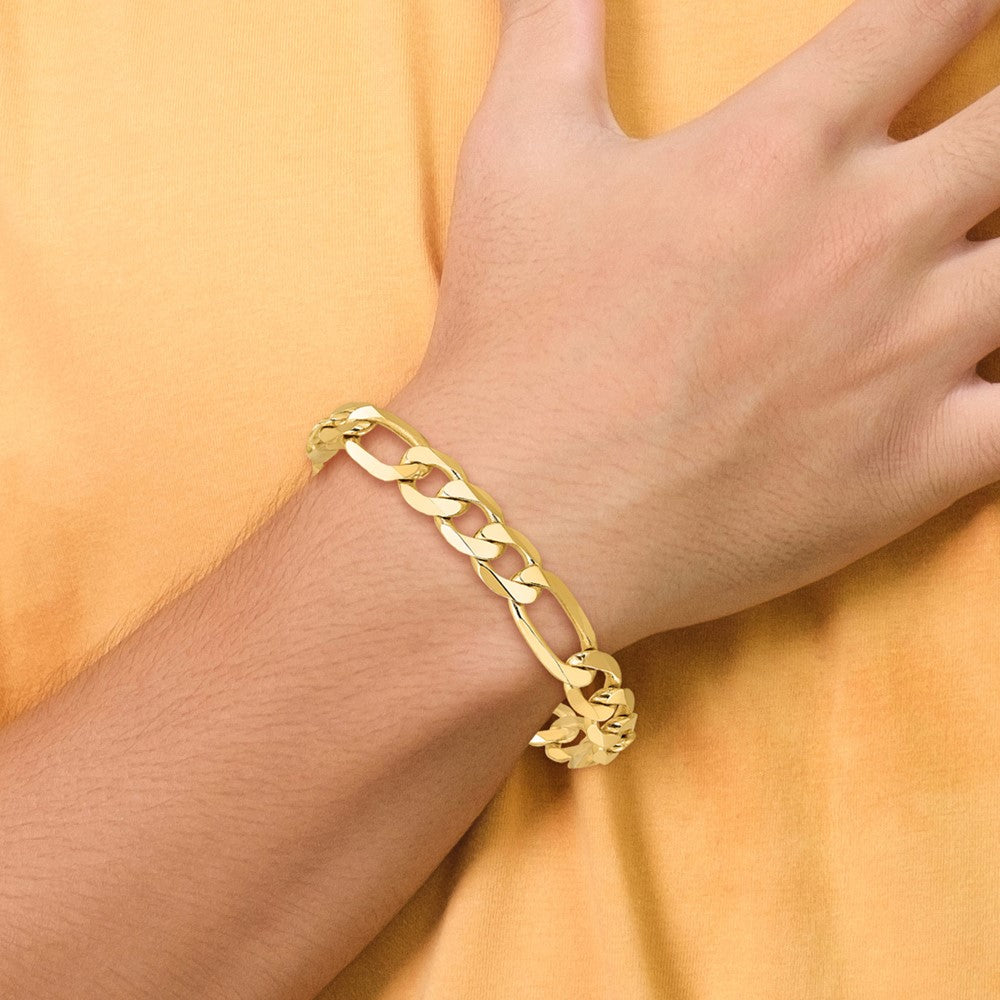 14K 10mm Flat Figaro with Lobster Clasp Bracelet