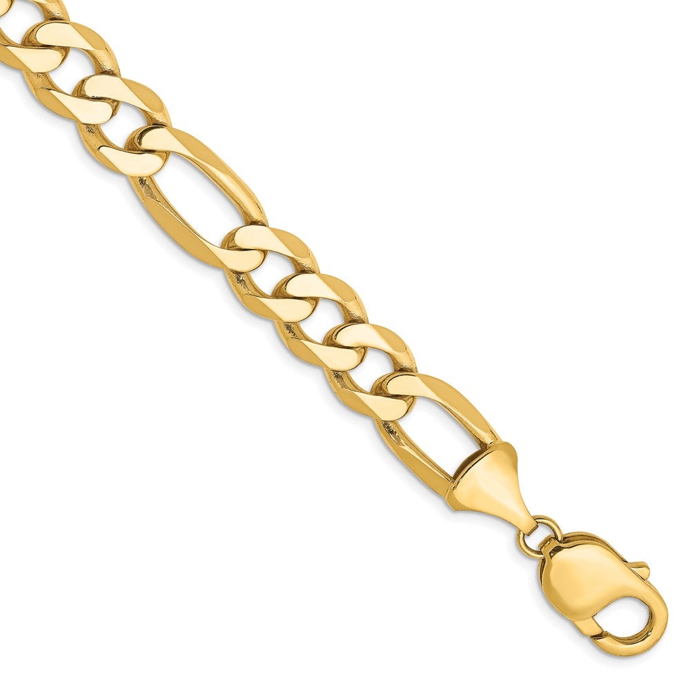14K 10mm Flat Figaro with Lobster Clasp Bracelet