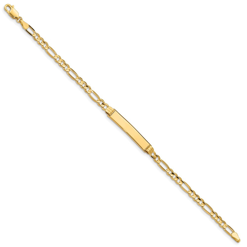 14k Polished Solid Chain/Solid Plate Figaro Link 25x4.8mm Plate 8 inch ID Bracelet
