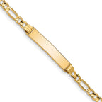 14k Polished Solid Chain/Solid Plate Figaro Link 25x4.8mm Plate 8 inch ID Bracelet