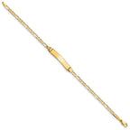 14k Polished Solid Chain/Solid Plate Figaro Link 24.5x4.8mm Plate 8 inch ID Bracelet