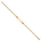 14k Polished Solid Chain/Solid Plate Figaro Link Soft Diamond Shape 24.5x7.3mm Plate 7 inch ID Bracelet