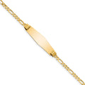 14k Polished Solid Chain/Solid Plate Figaro Link Soft Diamond Shape 24.5x7.3mm Plate 8 inch ID Bracelet