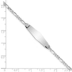 14k White Gold Polished Solid Chain/Solid Plate Figaro Link Soft Diamond Shape 24.5x7.5mm Plate 8 inch ID Bracelet