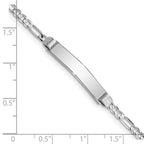 14k White Gold Polished Solid Chain/Solid Plate Figaro Link 25x4.8mm Plate 8 inch ID Bracelet