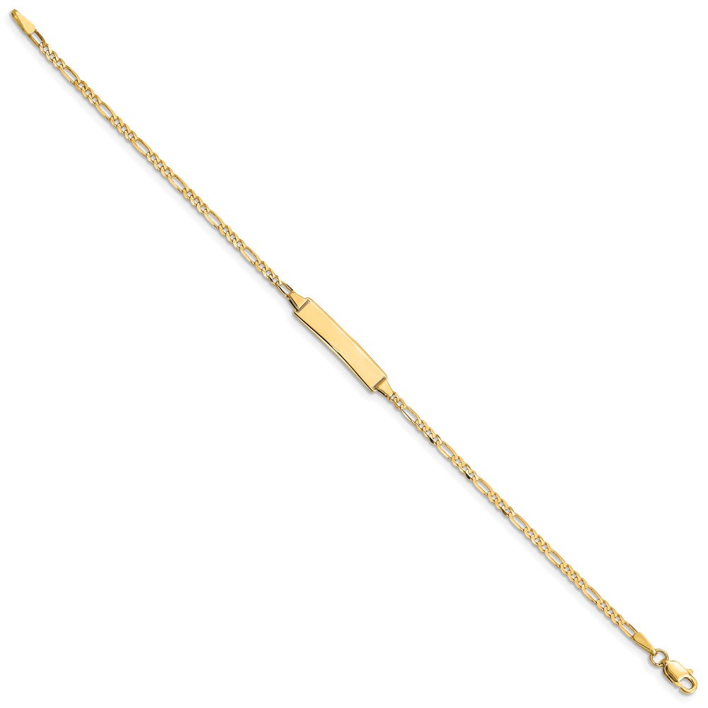 14k Polished Solid Chain/Solid Plate Figaro Link 19.5x5mm Plate 8 inch ID Bracelet