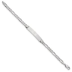 14k White Gold Polished Solid Chain/Solid Plate Figaro Link  33.5x6mm Plate 8 inch ID Bracelet