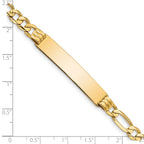 14k Polished Solid Chain/Solid Plate Figaro Link 39x8mm Plate 7 inch ID Bracelet