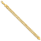 14k 8.5mm Solid Hand-Polished Fancy Curb Link Bracelet