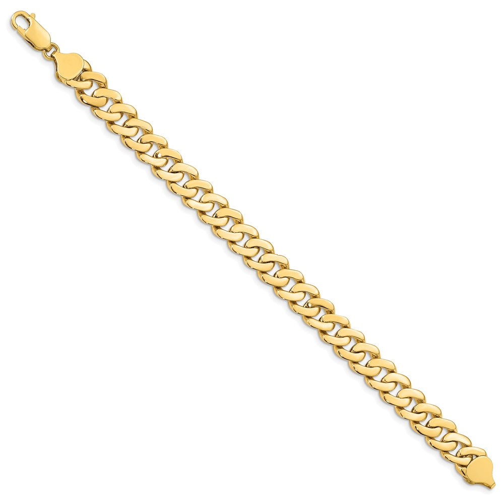 14k 8.5mm Solid Hand-Polished Fancy Curb Link Bracelet