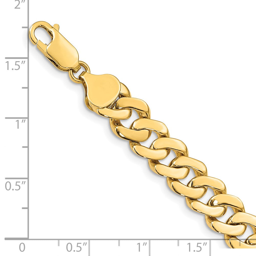 14k 8.5mm Solid Hand-Polished Fancy Curb Link Bracelet