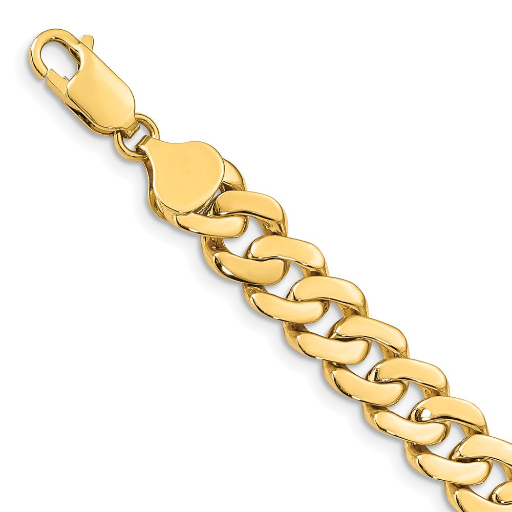 14k 8.5mm Solid Hand-Polished Fancy Curb Link Bracelet