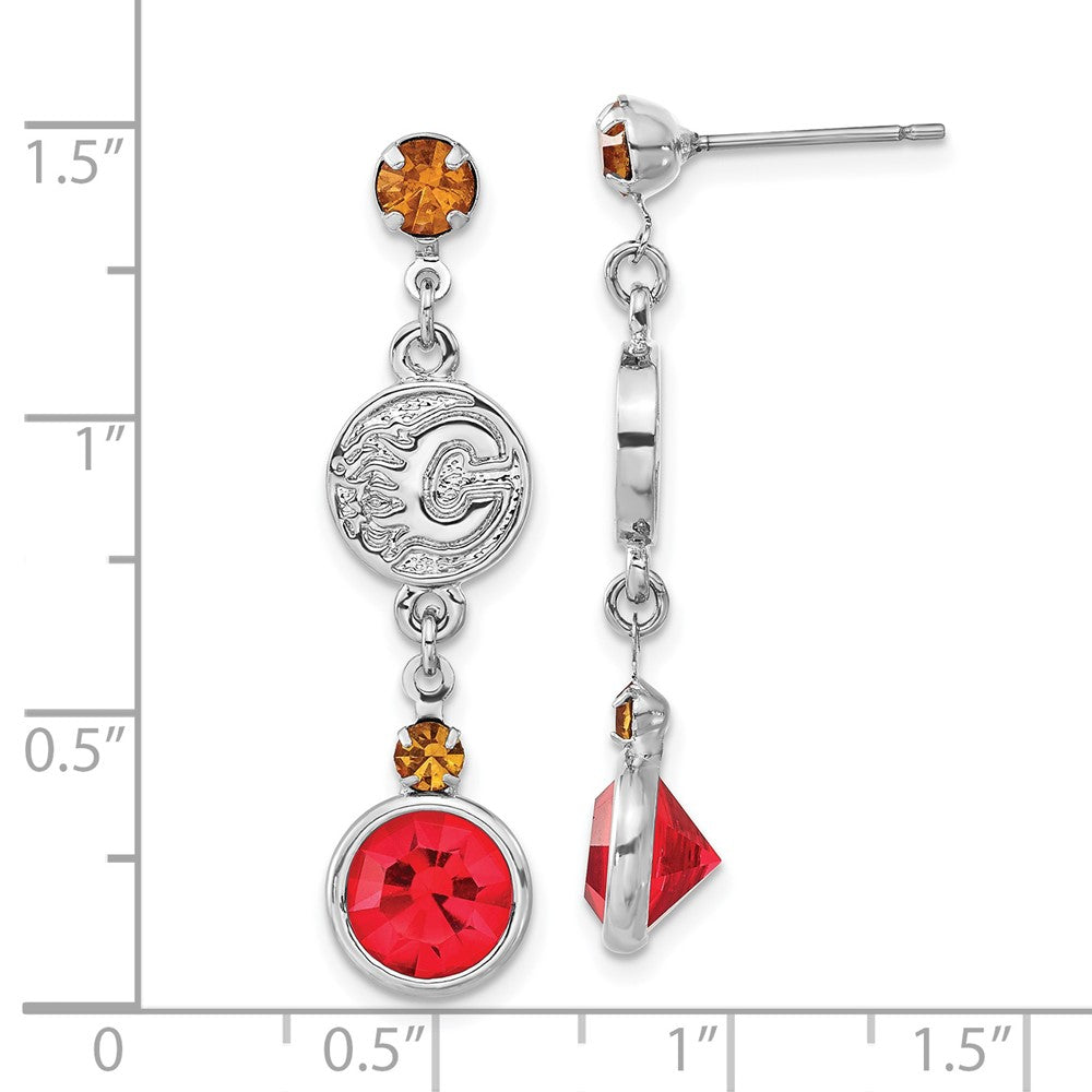 NHL Calgary Flames Crystal Dangle Earrings