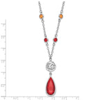 NHL Calgary Flames Silver-tone Crystal Drop w/ 3 ext Necklace