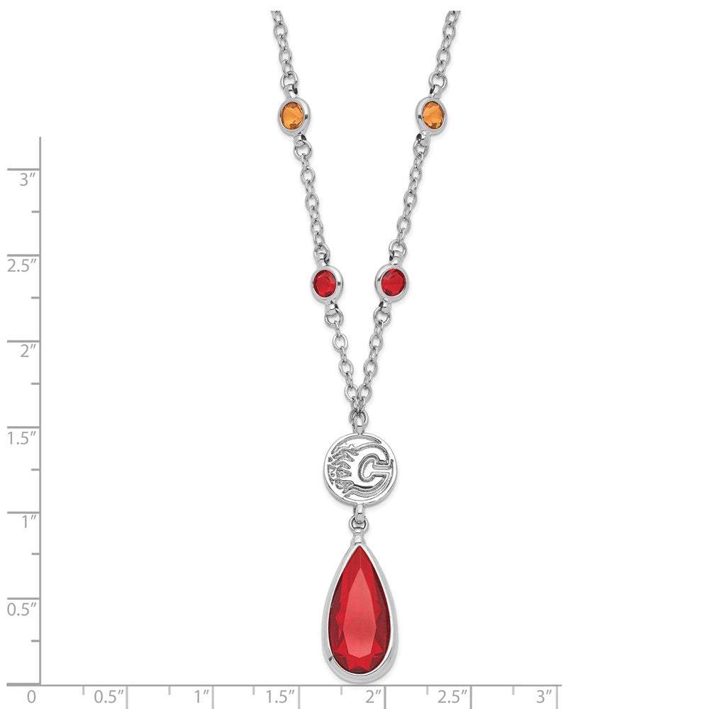 NHL Calgary Flames Silver-tone Crystal Drop w/ 3 ext Necklace