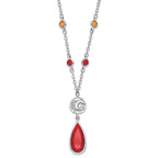 NHL Calgary Flames Silver-tone Crystal Drop w/ 3 ext Necklace