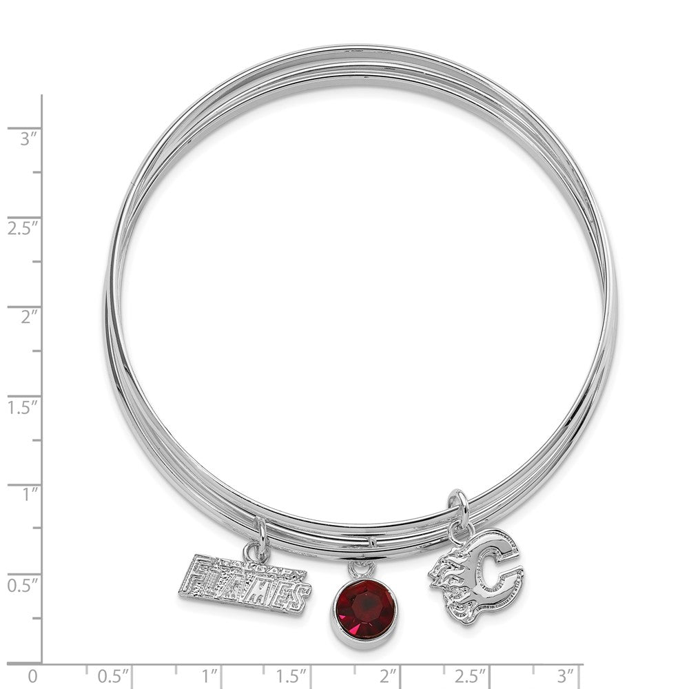NHL Calgary Flames Silver-tone Crystal 3 pc Charm Bangle Set