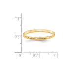 14k Yellow Gold 2mm Standard Weight Flat Comfort Fit Wedding Band
