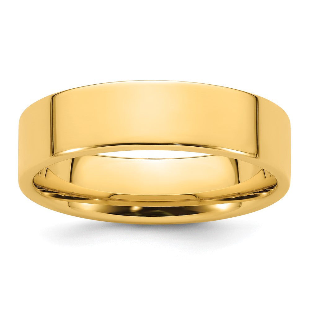 14k Yellow Gold 6mm Standard Weight Flat Comfort Fit Wedding Band