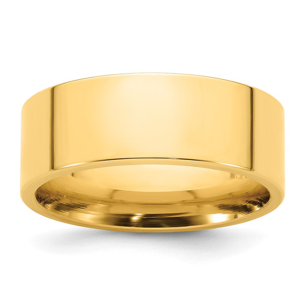 14k Yellow Gold 8mm Standard Weight Flat Comfort Fit Wedding Band