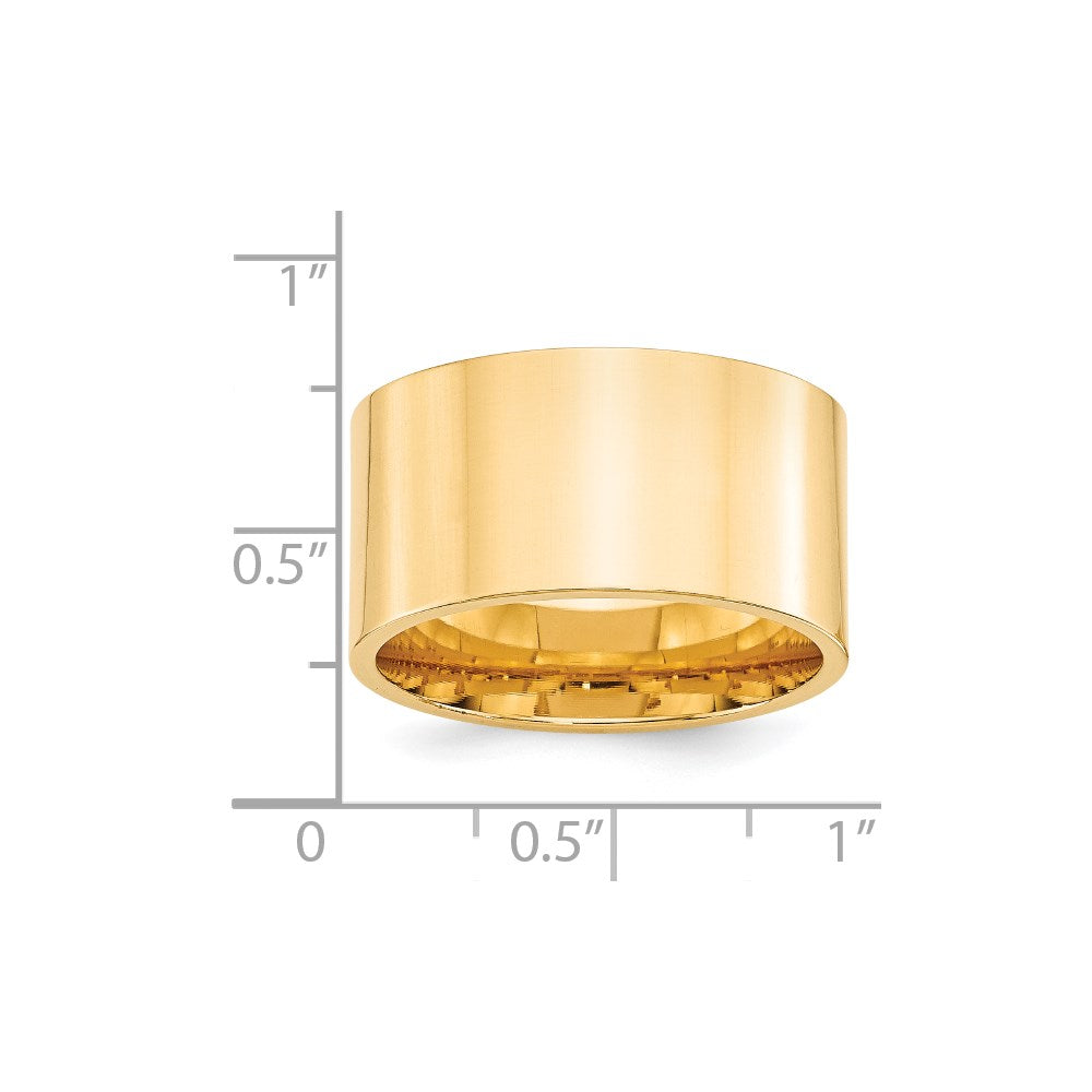 14k Yellow Gold 12mm Standard Weight Flat Comfort Fit Wedding Band