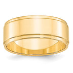 14k Yellow Gold 8mm Flat with Step Edge Wedding Band