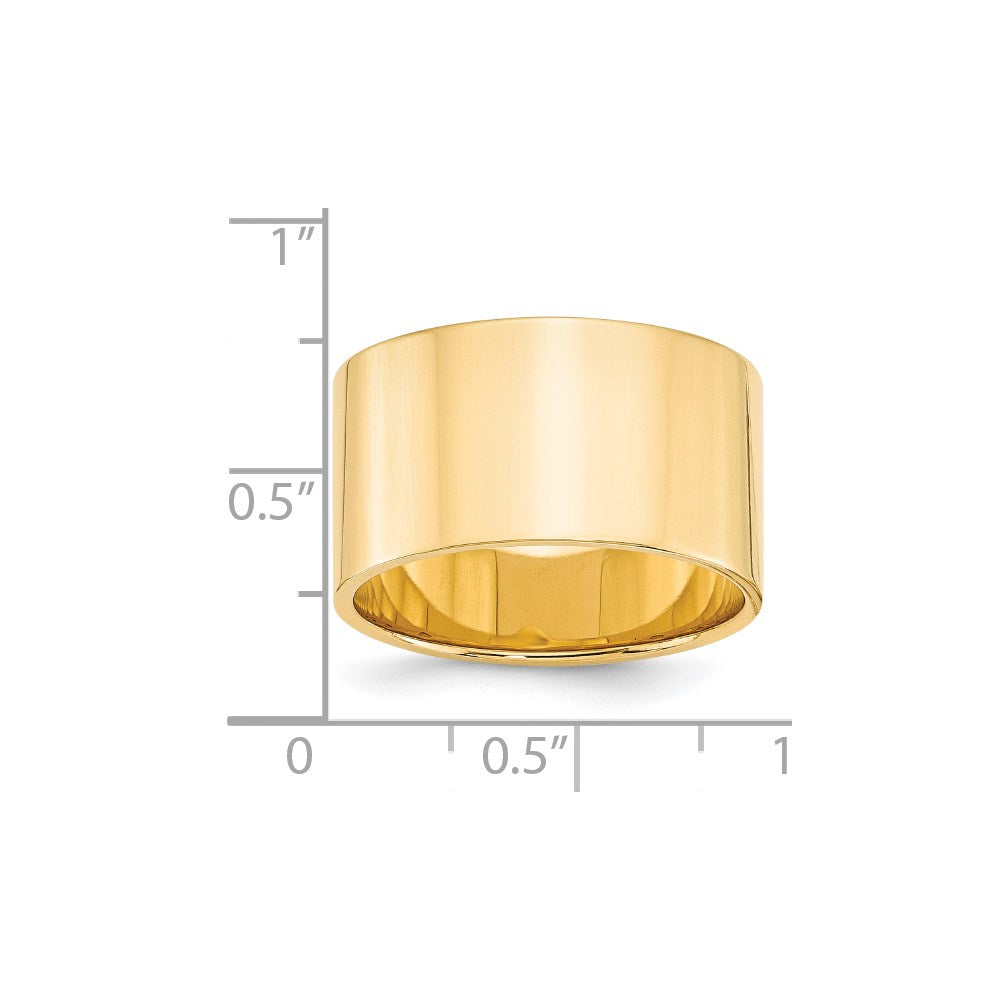 14k Yellow Gold 12mm Lightweight Flat Wedding Band