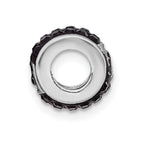 Sterling Silver NHL Philadelphia Flyers Polished Black Crystal Bead Charm