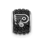 Sterling Silver NHL Philadelphia Flyers Polished Black Crystal Bead Charm
