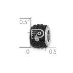 Sterling Silver NHL Philadelphia Flyers Polished Black Crystal Bead Charm