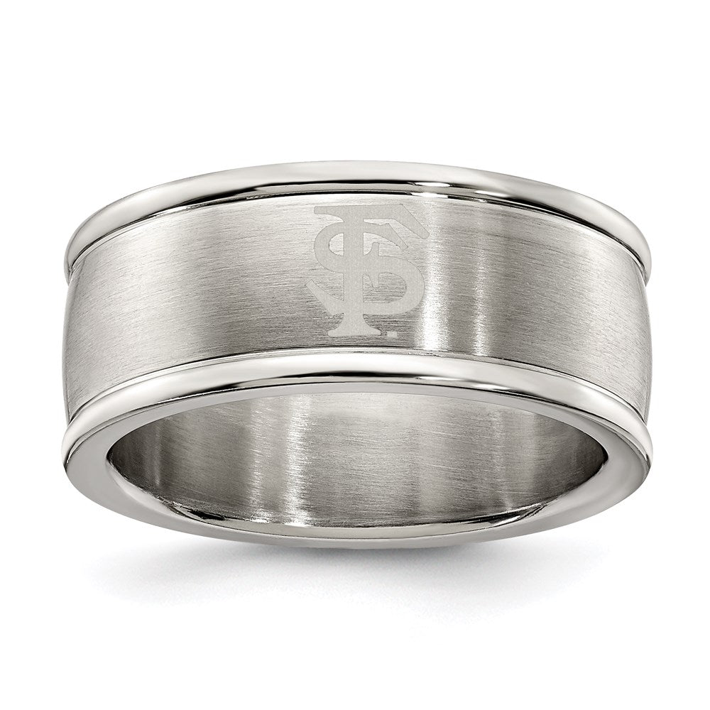 FLORIDA STATE UNIV STAINLESS STEEL LOGO BAND RING SIZE 7