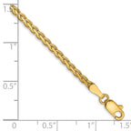 14K 2.4mm Flat Wheat with Lobster Clasp Bracelet