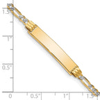 14k Polished with Rhodium Pav‚ Solid Chain/Solid Plate Figaro Link 25.5x5mm Plate 7 inch ID Bracelet