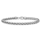 14k White Gold Polished 5.00mm Fancy Wheat Chain Bracelet
