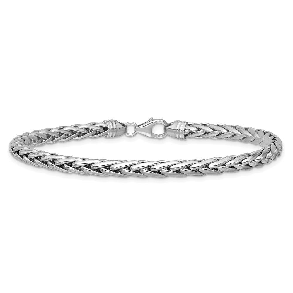 14k White Gold Polished 5.00mm Fancy Wheat Chain Bracelet