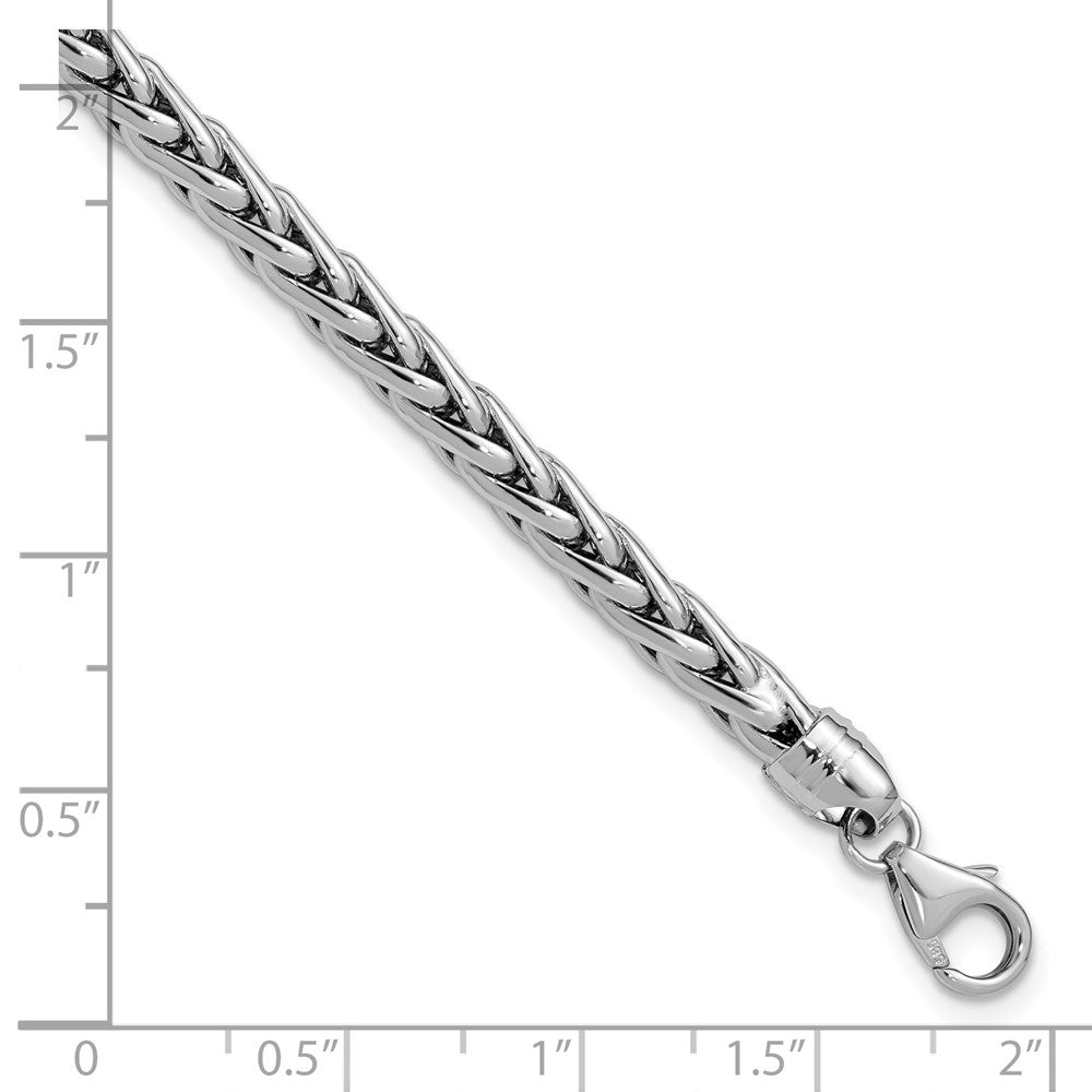 14k White Gold Polished 5.00mm Fancy Wheat Chain Bracelet