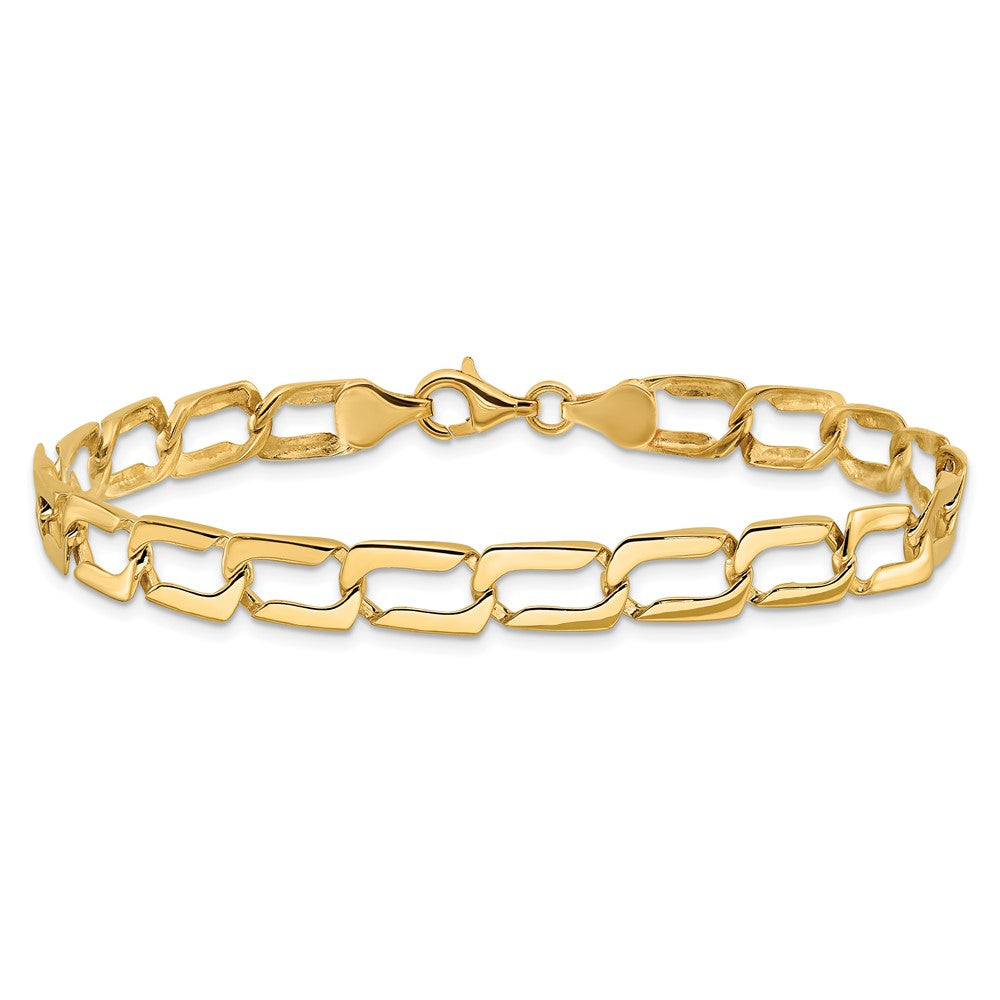 14k Polished 9mm Fancy Rectangular Curb Link 8.5 inch Bracelet