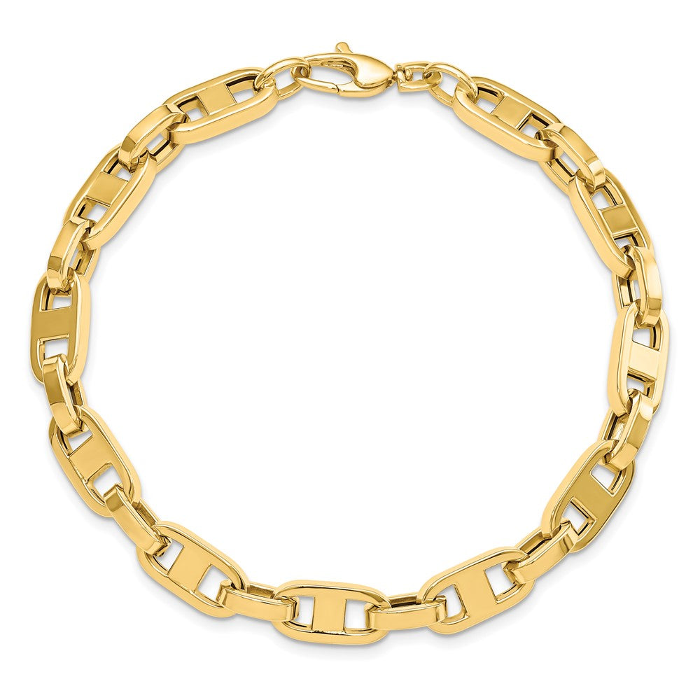 14k Polished 6mm Fancy Anchor Cable Link 8.5 inch Bracelet