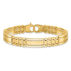 14k Polished and Satin 8.8mm Fancy Bar Link 8.5 inch Mens Bracelet