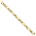 14k Polished and Satin 10mm Fancy Bar Link 8.75 inch Mens Bracelet