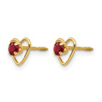 14k Madi K 3mm Round Genuine Garnet Birthstone Heart Screwback Post Earrings